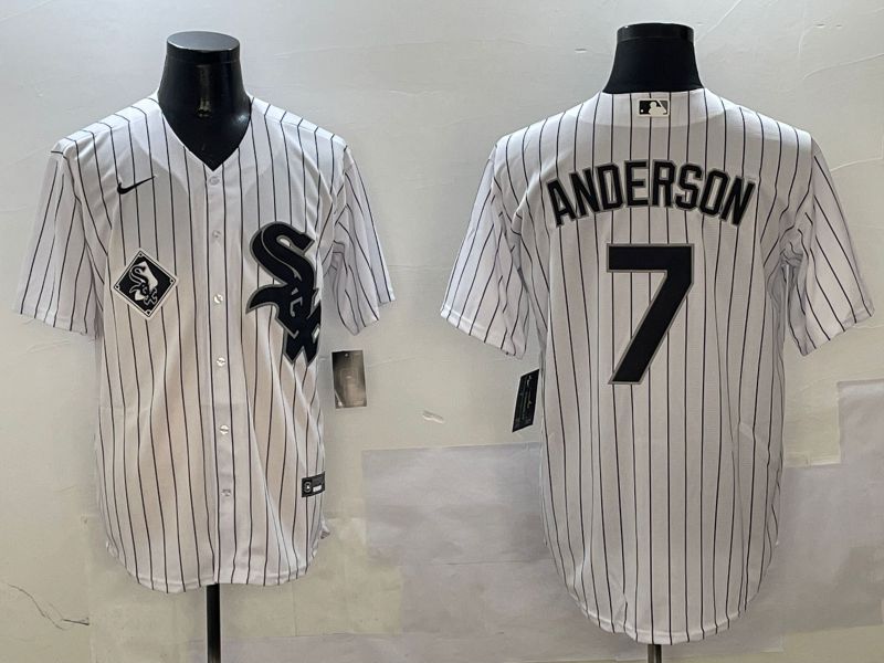 Men Chicago White Sox #7 Anderson White Stripe Game 2025 Nike MLB Jersey style 5->chicago white sox->MLB Jersey